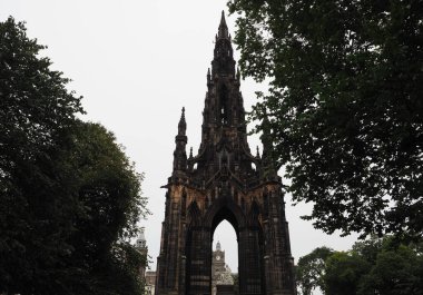 Sir Walter Scott monument by architect George Meikle Kemp and sculptor John Steell circa 1840 in Edinburgh, UK clipart
