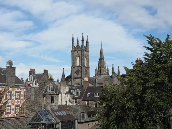 İngiltere 'nin Aberdeen kentindeki eski şehir merkezi manzarası