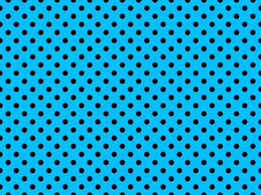 black polka dots pattern over deep sky blue useful as a background