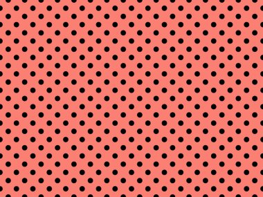 black polka dots pattern over salmon useful as a background