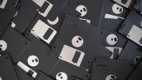 stock image many magnetic diskettes for personal computer data storage