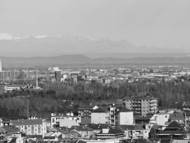 İtalya, Torino şehrinin siyah beyaz hava manzarası