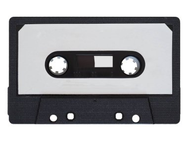Beyaz arkaplan üzerinde analog ses kaydı için manyetik teyp kaseti