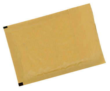 Küçük paket postalama için kahverengi kağıt zarf şeffaf arkaplan PNG üzerinde izole