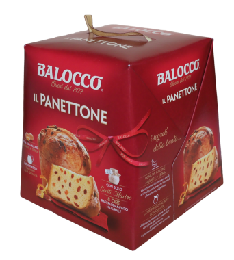 Bir kutu Balocco Panettone keki.