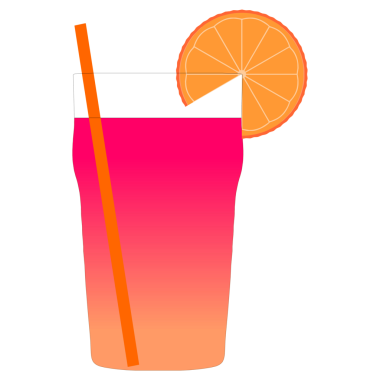 Portakal dilimli bir bardak alkollü kokteyl.