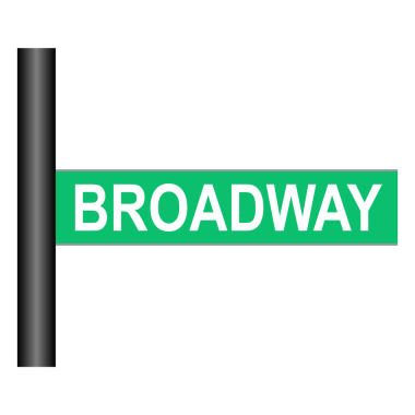 Broadway sokak tabelası şeffaf arkaplanda izole edildi