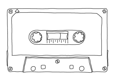 Analog müzik kaydedici el çizimi için manyetik teyp kaseti şeffaf arkaplan PNG üzerinden izole edildi