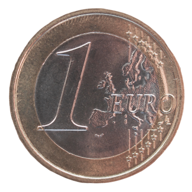 1 euro madeni para (EUR), Avrupa Birliği para birimi şeffaf arkaplan PNG üzerinden izole