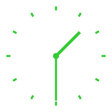 green clock illustration at half past one clipart