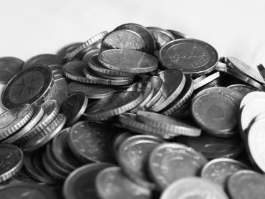 Euro madeni para (EUR), Avrupa Birliği para birimi siyah-beyaz