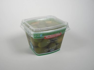 ROMA, İTALYA 20 ARALIK 2024 Madama Oliva dev tatlı yeşil zeytinleri