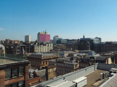 Glasgow, İngiltere 'deki şehrin havadan görüntüsü.