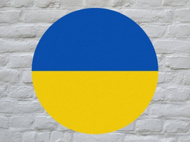 Ukrayna ulusal bayrağı, Avrupa 'nın beyaz tuğla duvarları üzerinde