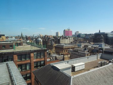 Glasgow, İngiltere 'deki şehrin havadan görüntüsü.