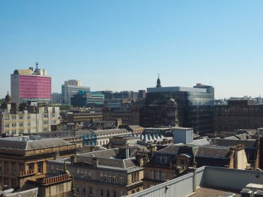 Glasgow, İngiltere 'deki şehrin havadan görüntüsü.