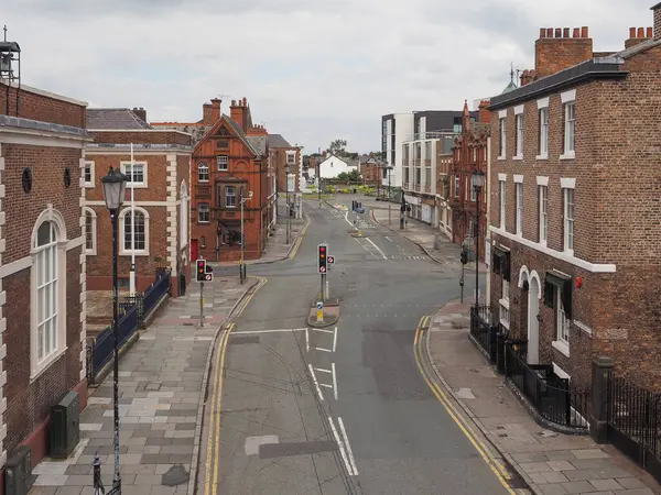 Şehir merkezinin hava görüntüsü, Chester, İngiltere