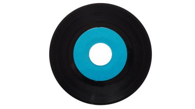 Tek vinil plak analog müzik kayıt diski 45 rpm mavi etiket
