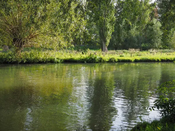 Cambridge, İngiltere 'deki River Cam manzarası.