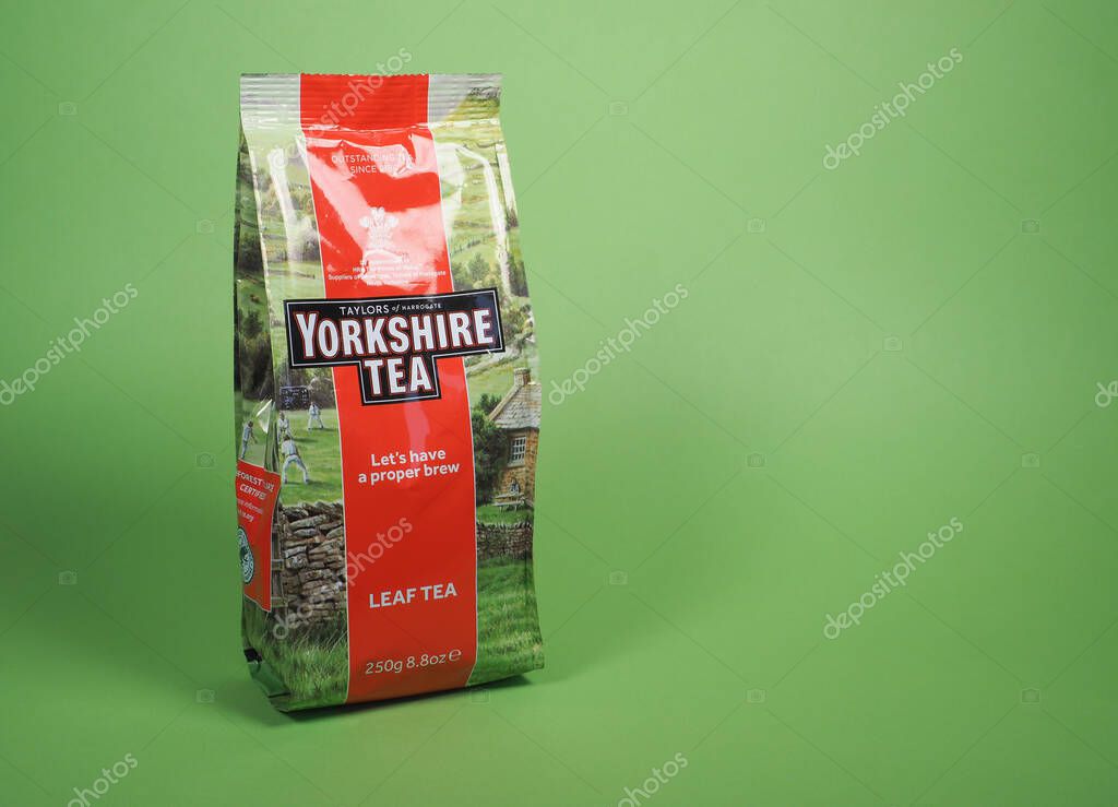 HARROGATE, UK - MARCH 28, 2025: Packet of Yorkshire Tea leaf tea