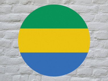 Gabon ulusal bayrağını, Afrika 'yı beyaz tuğlaların üzerinden