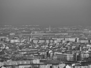 İtalya, Torino şehrinin siyah beyaz hava manzarası