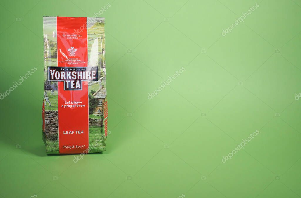 HARROGATE, UK - MARCH 28, 2025: Packet of Yorkshire Tea leaf tea