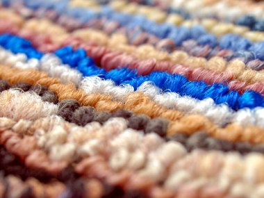 industrial style Carpet mat rug with multi coloured stripes