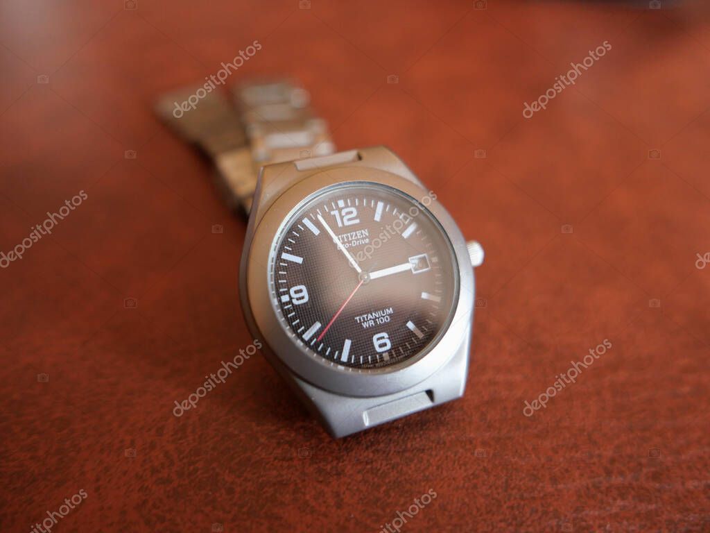 TOKYO, JAPAN - MAY 27, 2025: Citizen EcoDrive titanium watch