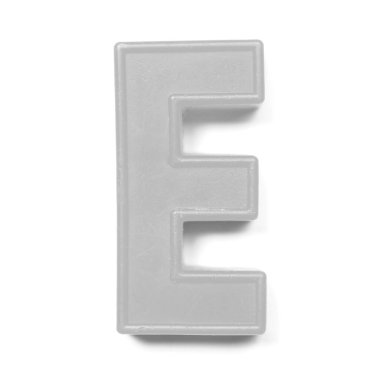 İngiliz alfabesinin E harfinin büyük harfi siyah ve beyaz.