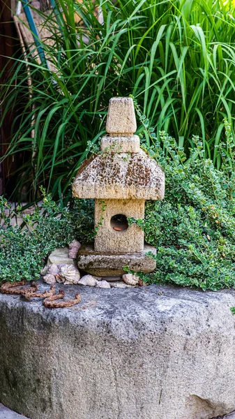 Garden Decorations Made Stones Stone Sculptures Nice Greens — Stock Photo, Image