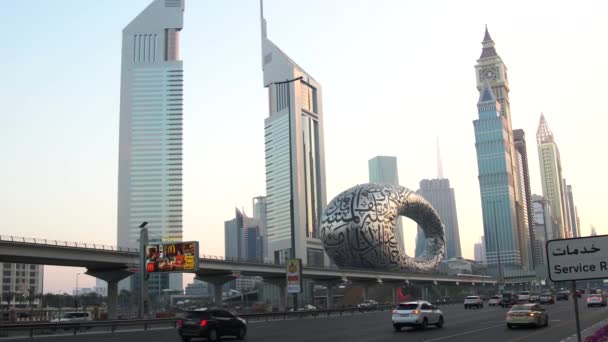 Dubai Förenade Arabemiraten Februari 2021 Dubai Sheikh Zayed Road Och — Stockvideo