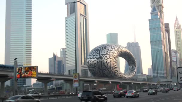 Dubai Vae Februar 2021 Dubai Sheikh Zayed Road Und Museumsblick — Stockvideo