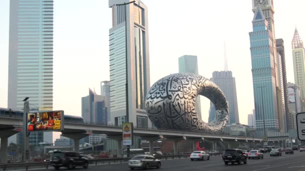 Dubai Oae Лютого 2021 Dubai Sheikh Zeded Road Museum View — стокове відео