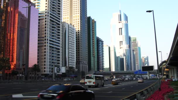 Dubai Förenade Arabemiraten Februari 2021 Dubai Sheikh Zayed Road Och — Stockvideo