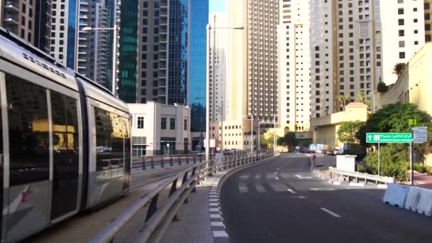 Dubai Vae März Neue Straßenbahn Der Stadt Dubai März 2021 — Stockvideo