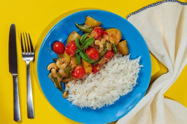 Tasty  curry chicken on the plate.