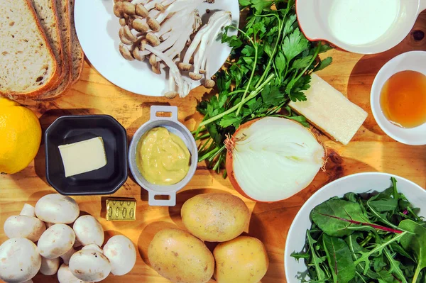 Ingredientes Crudos Listo Para Ser Cocinado Receta Guiso Chiken Cocina —  Fotos de Stock