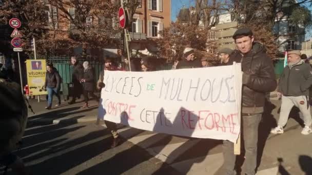 Mulhouse França Fevereiro 2023 Manifestantes Escolares — Vídeo de Stock