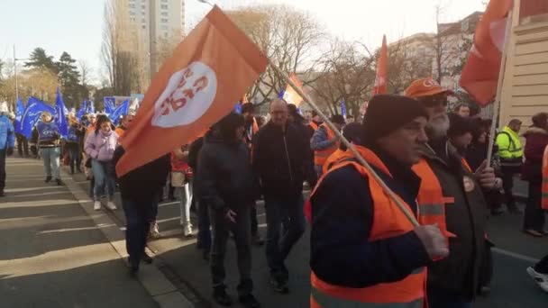 Mulhouse Γαλλια Φεβρουαριοσ 2023 Γάλλοι Διαδηλωτές — Αρχείο Βίντεο