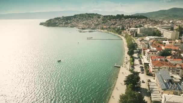 Letecký Pohled Město Ohrid — Stock video