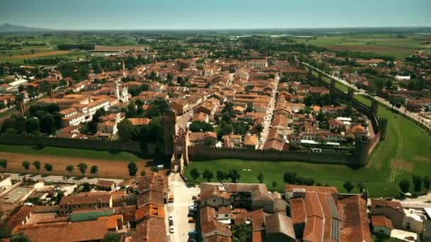 Letecký Snímek Města Montagnana — Stock video