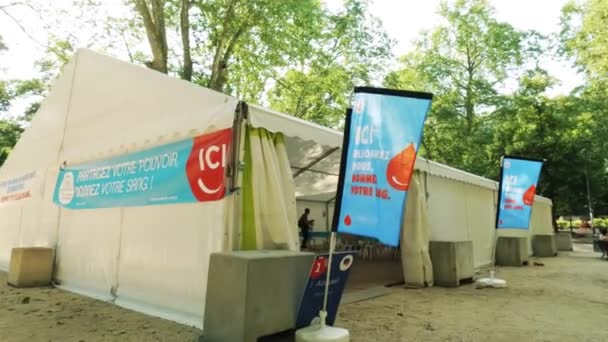 Grenoble France Hazi Ran 2023 Kan Bağışı Çadırı — Stok video