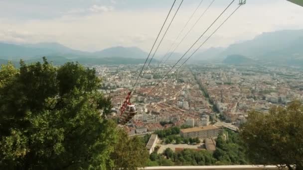Telepherique Grenoble Bastille Eller Crenobles Linbana — Stockvideo