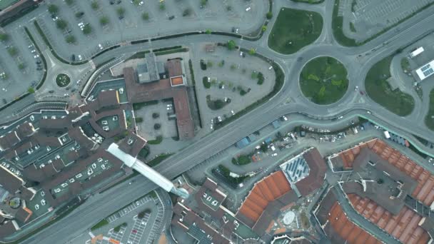 欧洲商业区的空中俯瞰 — 图库视频影像