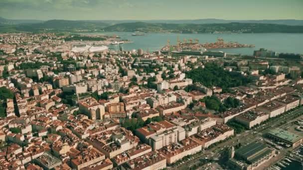 Foto Aerea Trieste Che Coinvolge Principali Centri Storici Della Città — Video Stock