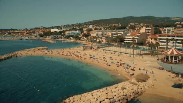 Вид Воздуха Les Capucins Общественный Пляж Ciotat — стоковое видео