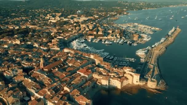 Vista Aérea Ciudad Puerto Saint Tropez — Vídeo de stock