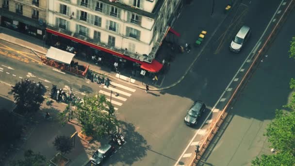 París Francia Junio 2023 Vista Desde Arriba Una Intersección Urbana — Vídeo de stock
