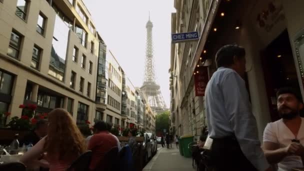 París Francia Junio 2023 Parisina Calle Cafetería Terraza — Vídeo de stock